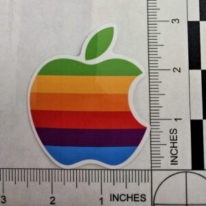 TRANSPARENT Apple Macintosh Mac Rainbow Logo Retro 80s 90s Glossy Decal Sticker 3"x2.5" MacBook Pro Logo