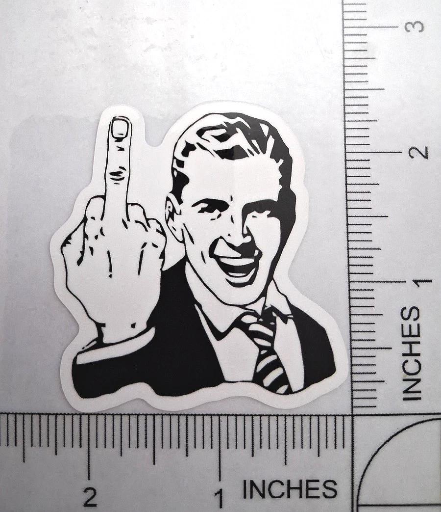 Middle Finger FU Meme Glossy Waterproof Vinyl Logo Decal Sticker 2.25"x2.25"