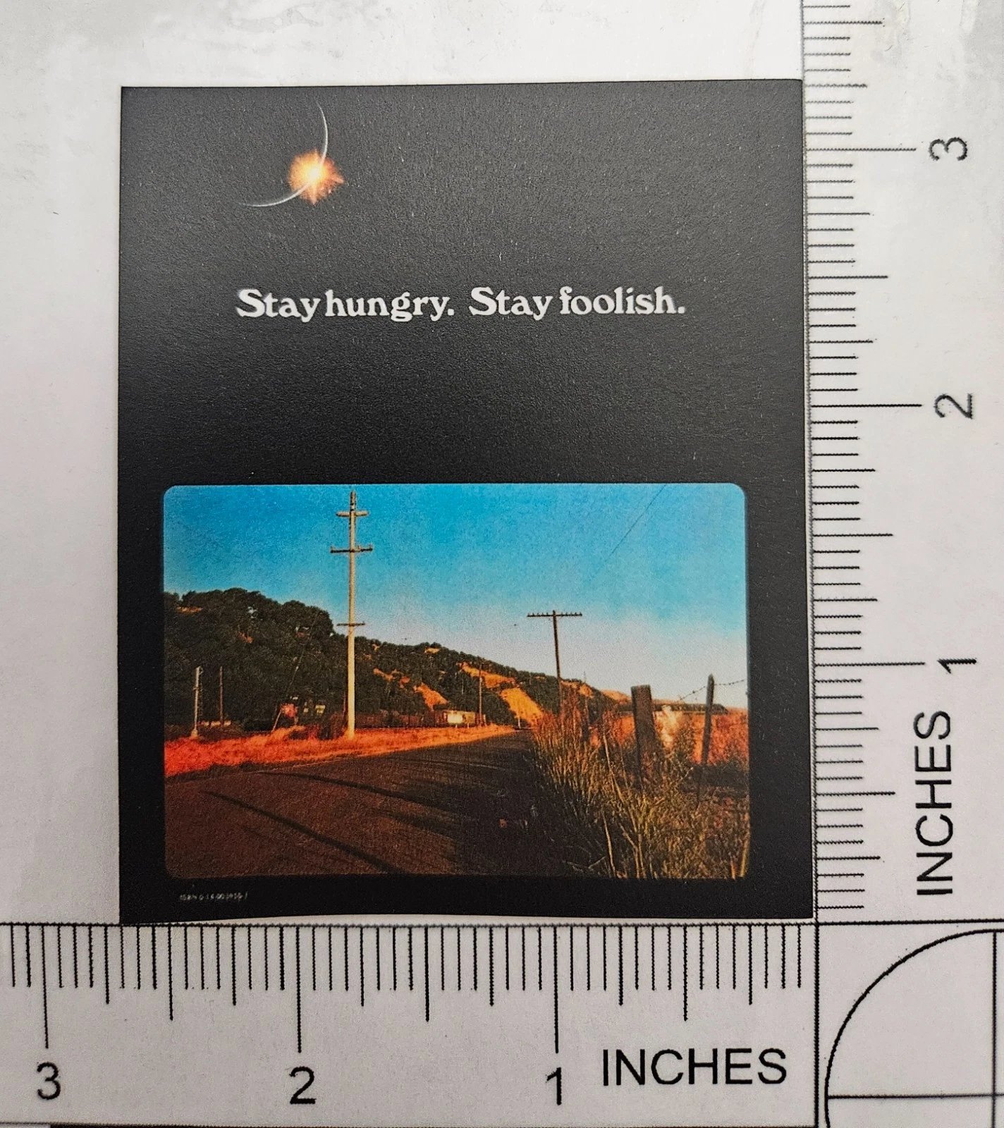 Steve Jobs 'Stay Hungry & Foolish' Whole Earth Epilogue Magazine Sticker 3"x2.7"