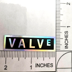 Valve Steam Deck Machine HOLO Foil Badge Glossy Vinyl Sticker decal Logo 2"x0.5" Hologram